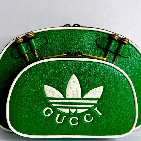 GUCCI x Adidas 721713 Green Golf Shoulder Bag Crossbody Leather Logo COLLECTOR - Picture 3 of 15